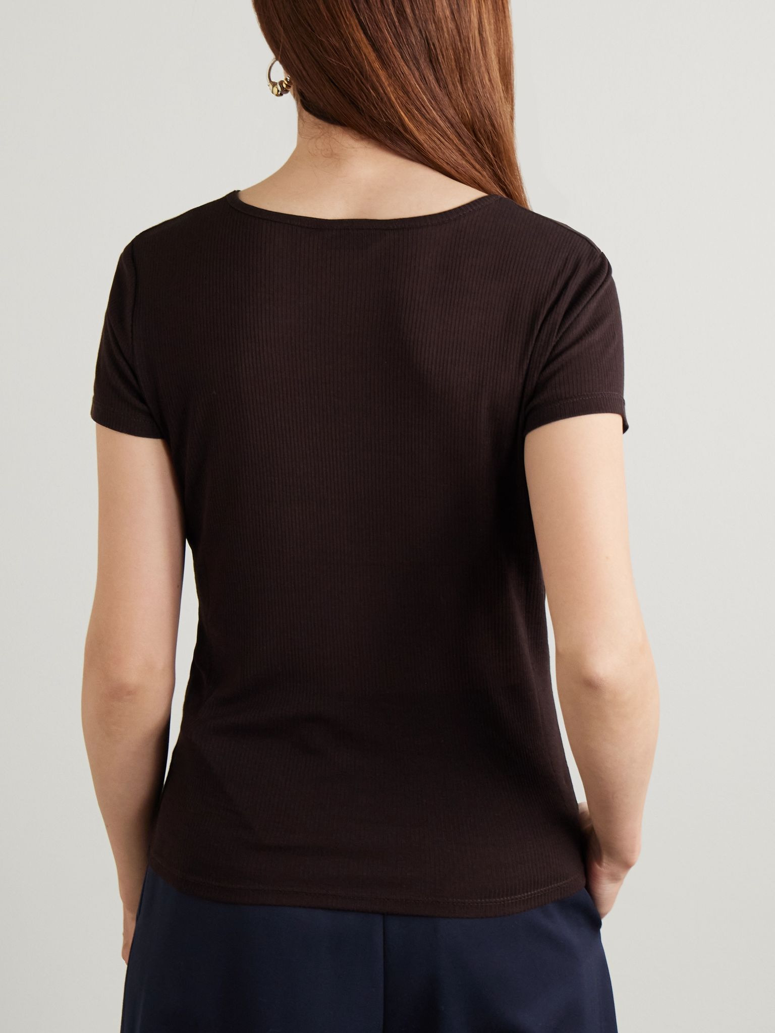 Rozzi ribbed jersey T-shirt Chocolate - 3