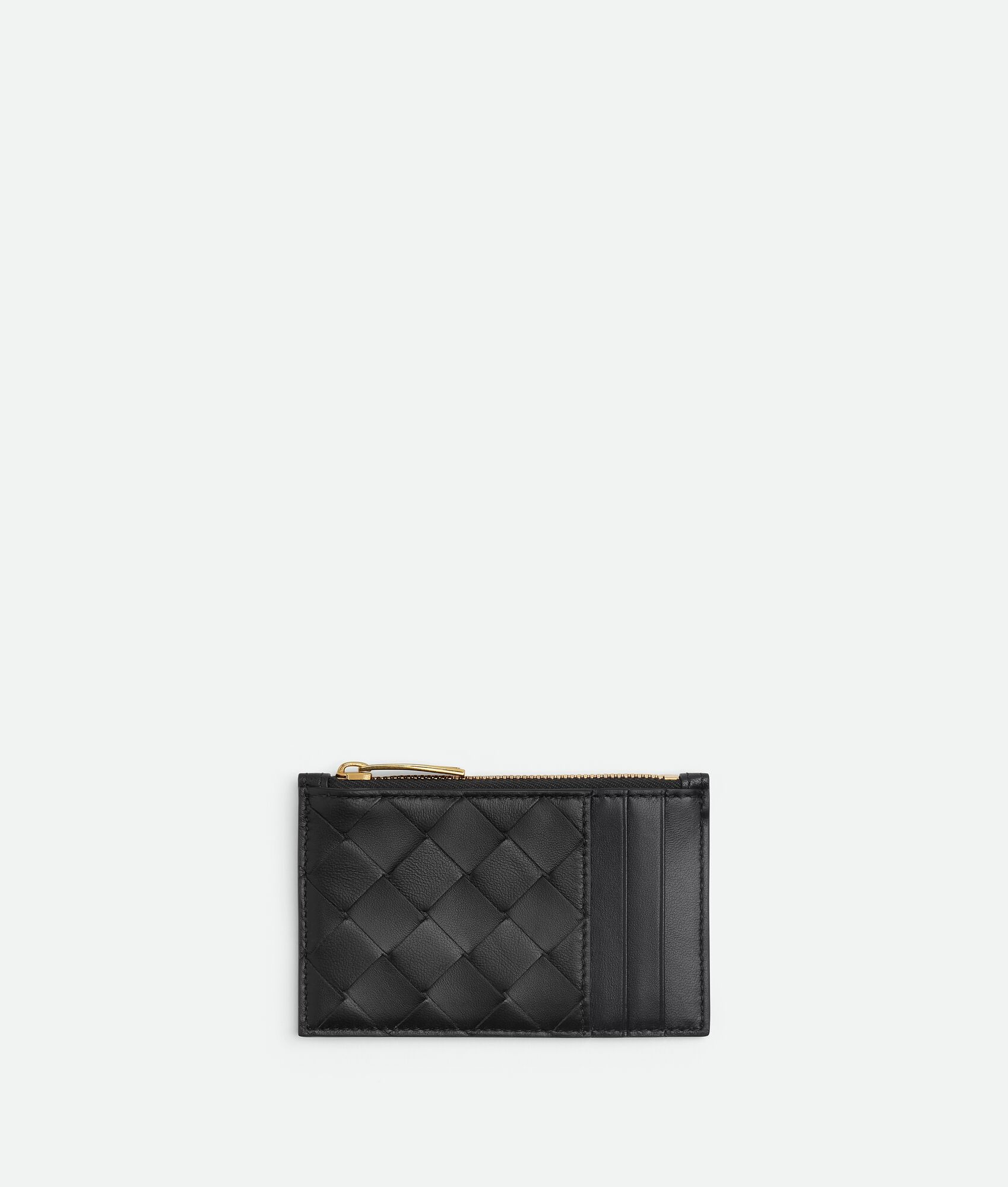 Bottega Veneta Intrecciato Leather Wallet-On-Strap Black Gold