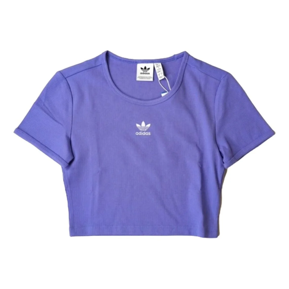 (WMNS) adidas originals Essential Ribbed T-Shirt 'Purple' IY9668 - 1