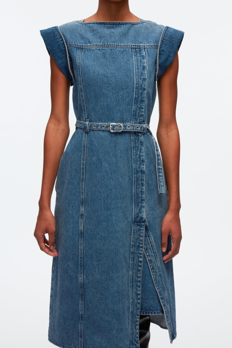 Deconstructed Belted Denim Dress 4