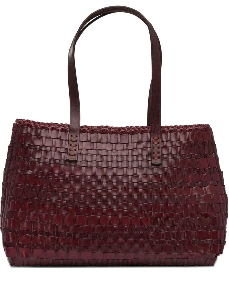 Salvage woven calf leather tote bag 1