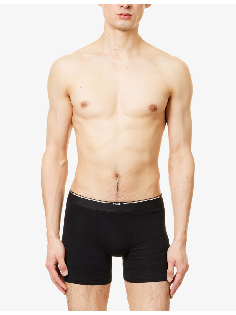 BOSS Branded-Waistband Three-Pack Bamboo Jersey Boxer Briefs outlook