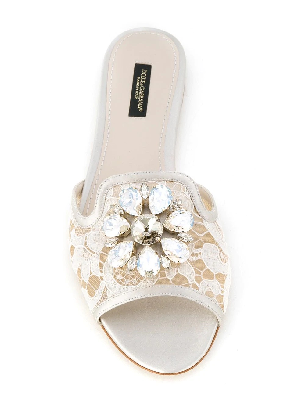 Bianca crystal-embellished lace sandals - 4