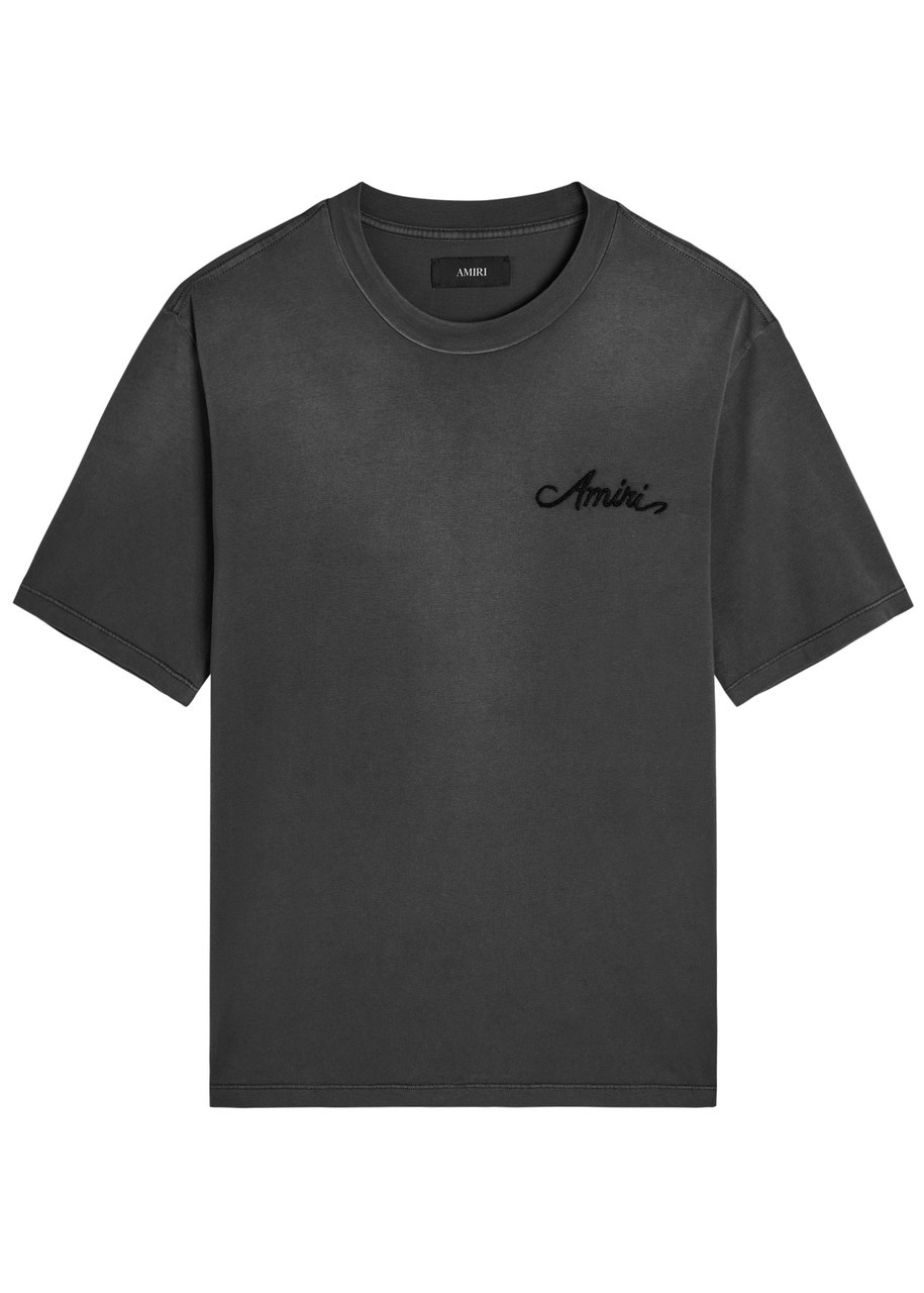 Amiri Bleach Bandana Patch Logo Cotton T-shirt - 1