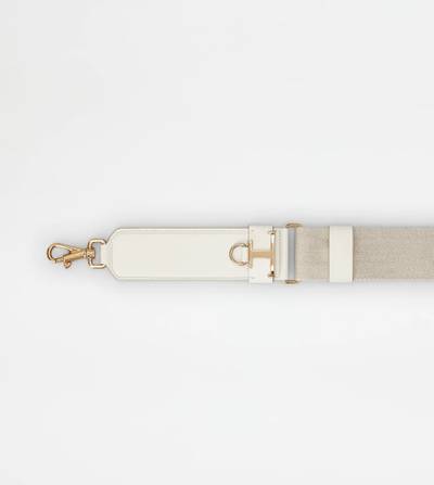 Tod's TIMELESS ADJUSTABLE SHOULDER STRAP IN FABRIC AND LEATHER - OFF WHITE, BEIGE outlook