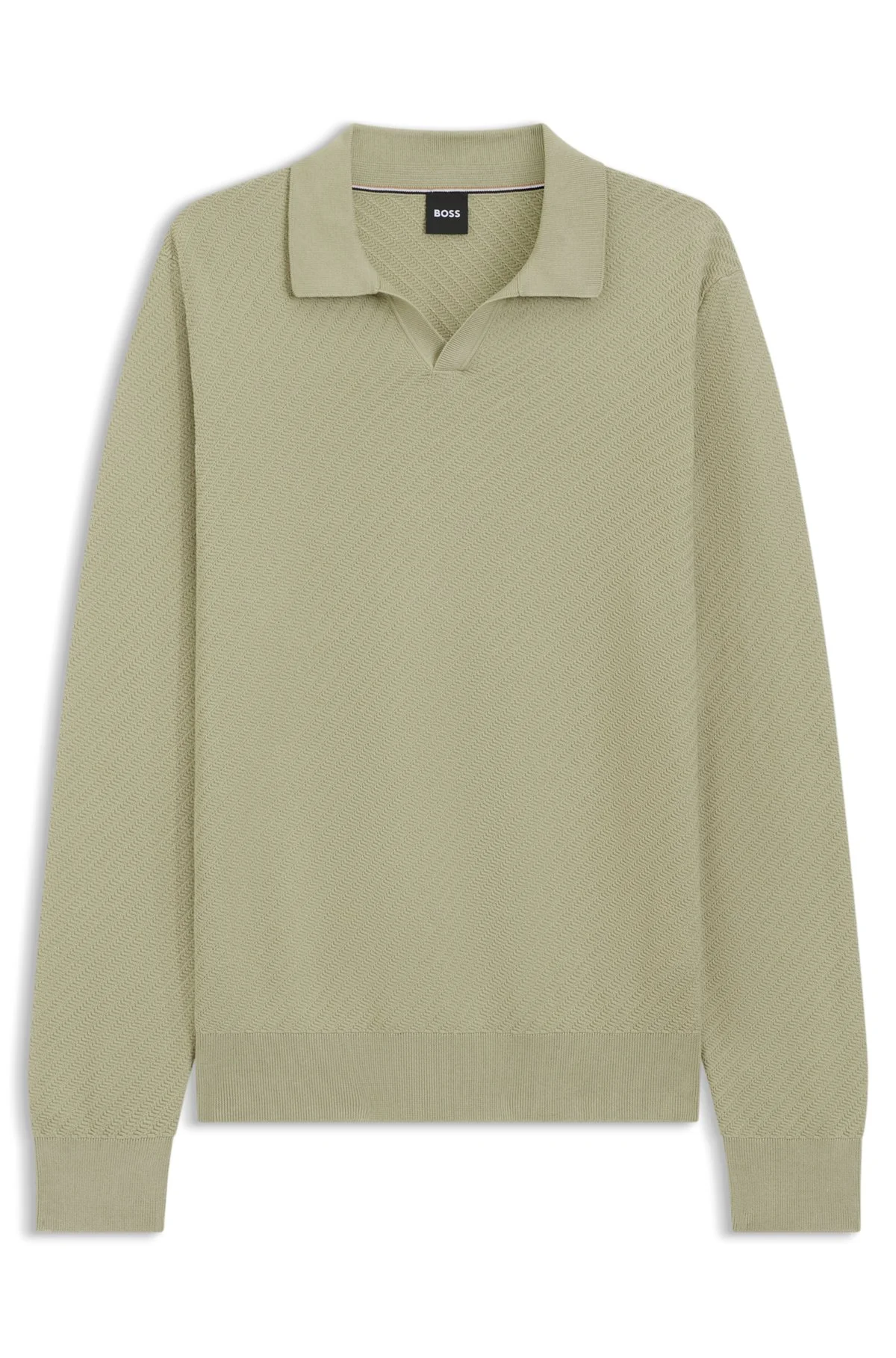 KNITTED COTTON SWEATER WITH JOHNNY COLLAR - 1