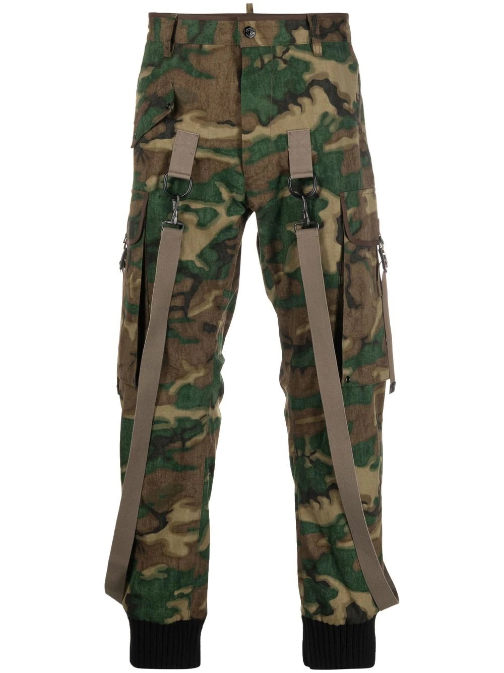 cuffed camouflage-print cargo trousers - 1