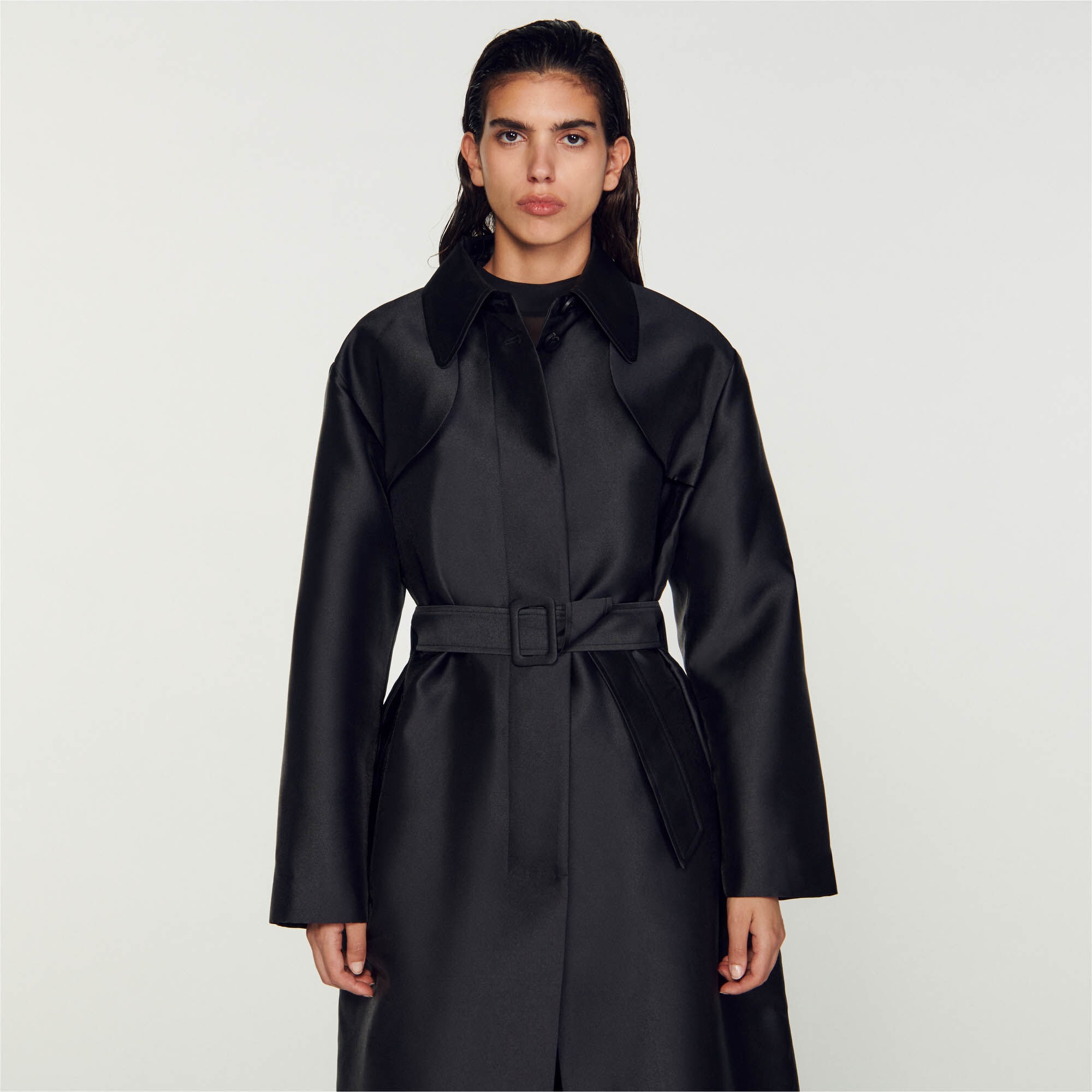 SATIN-EFFECT TRENCH COAT - 5