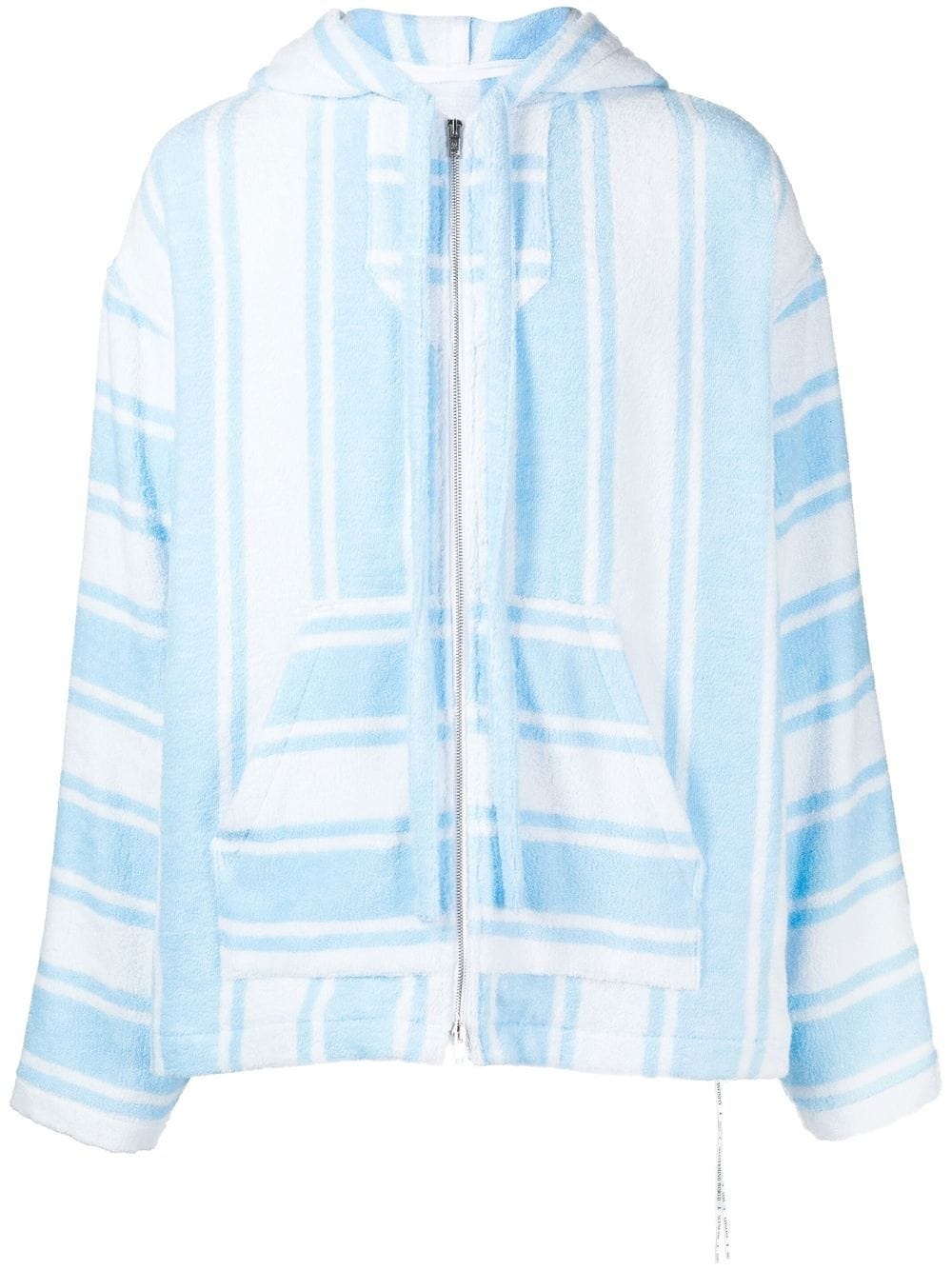 zip-up striped cotton hoodie - 1