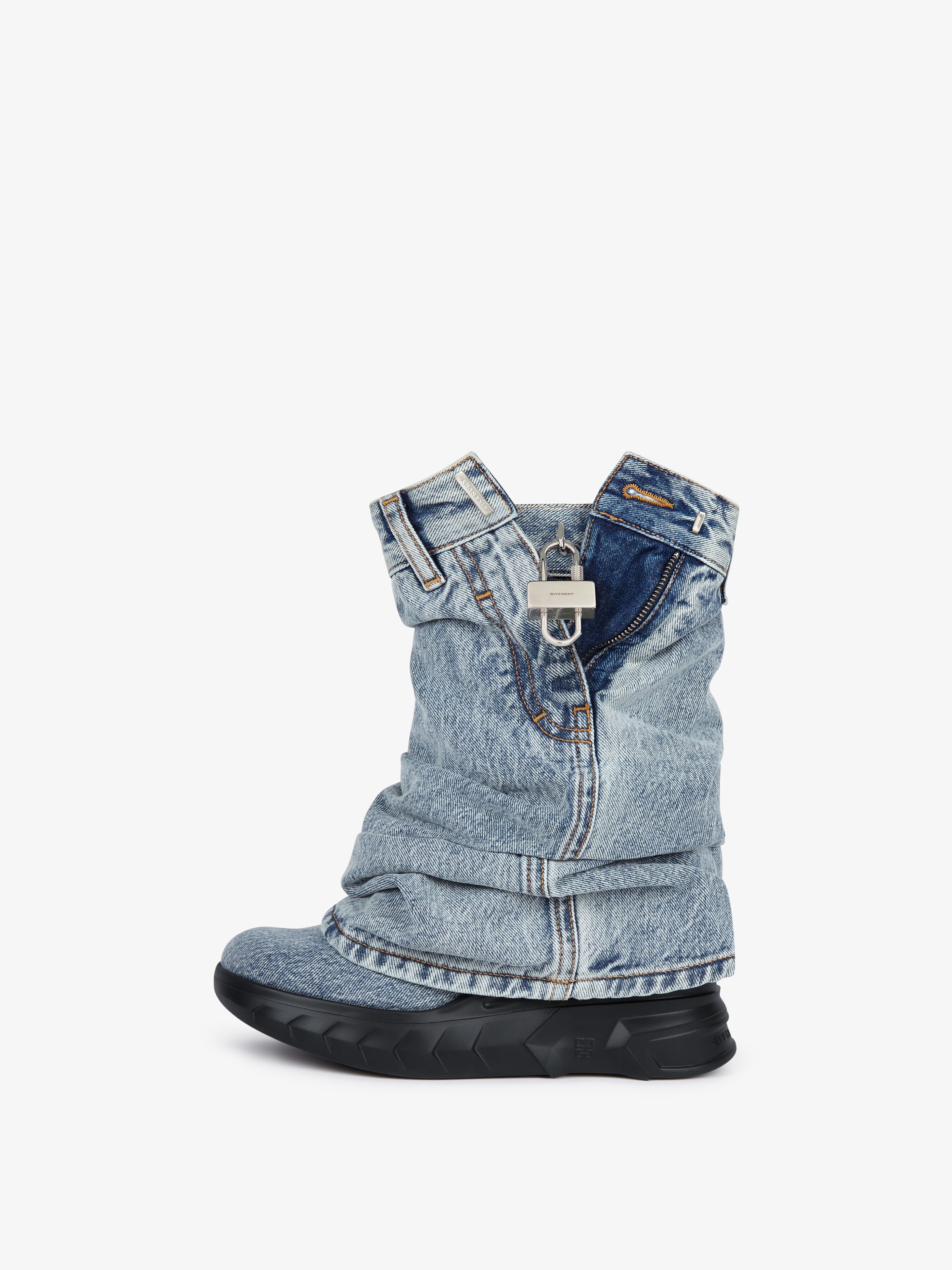 SHARK LOCK BIKER ANKLE BOOTS IN JEANS - 3