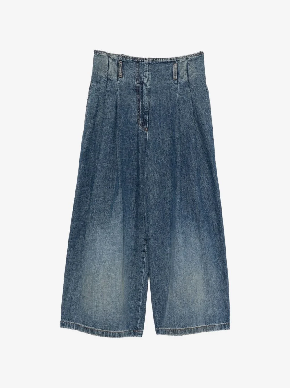 pleated wide-leg jeans - 1