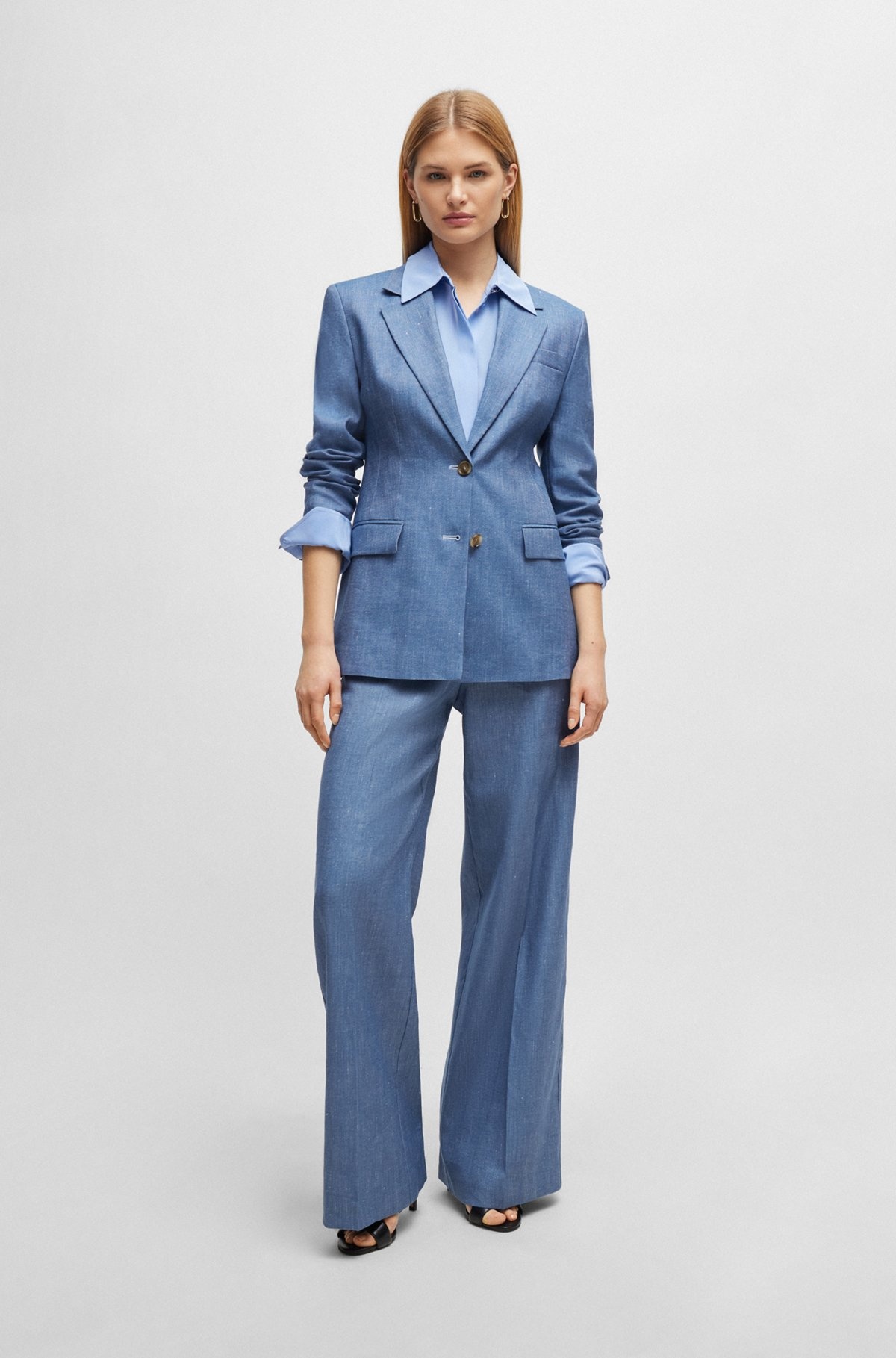 SINGLE-BREASTED JACKET IN LINEN, COTTON AND STRETCH - 3