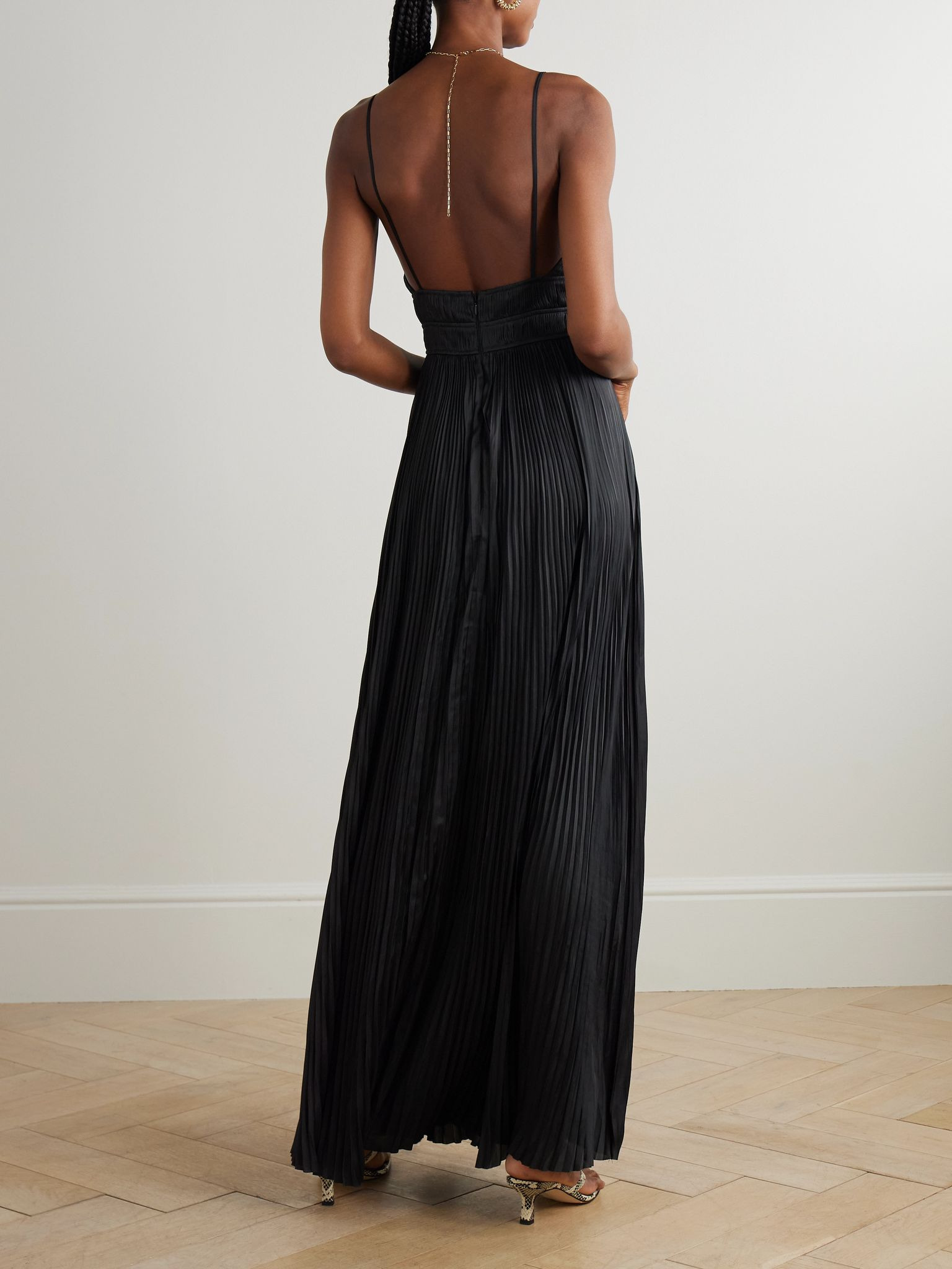 Reine plissé-satin gown Black - 3