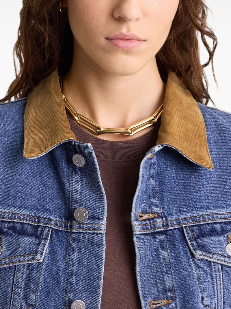 contrasting-collar cotton denim jacket 5