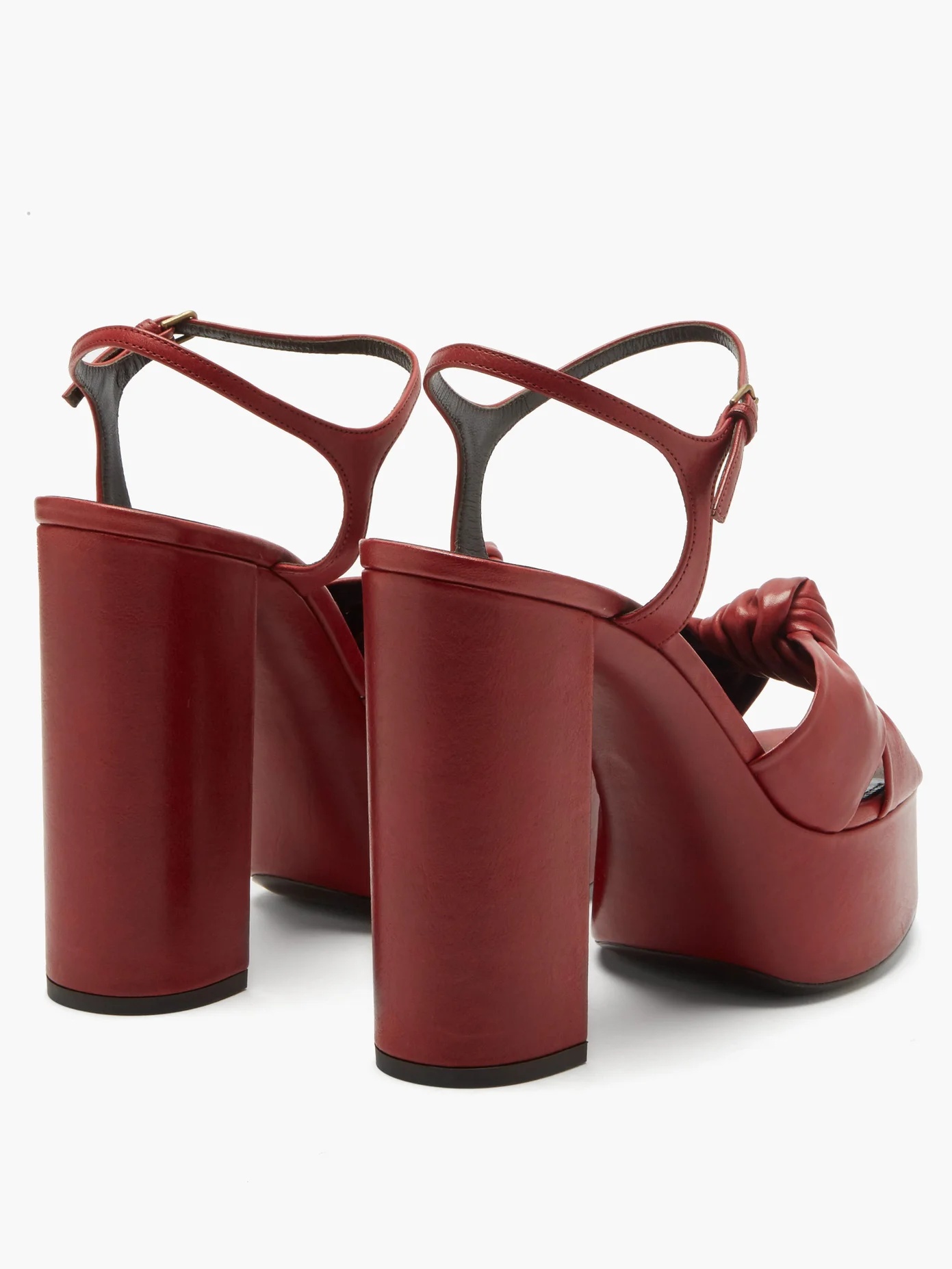 Bianca knotted leather platform sandals - 4