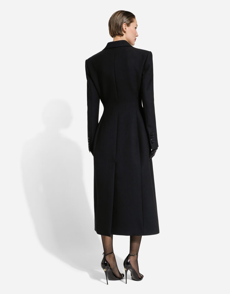 Long single-breasted wool cady coat - 4