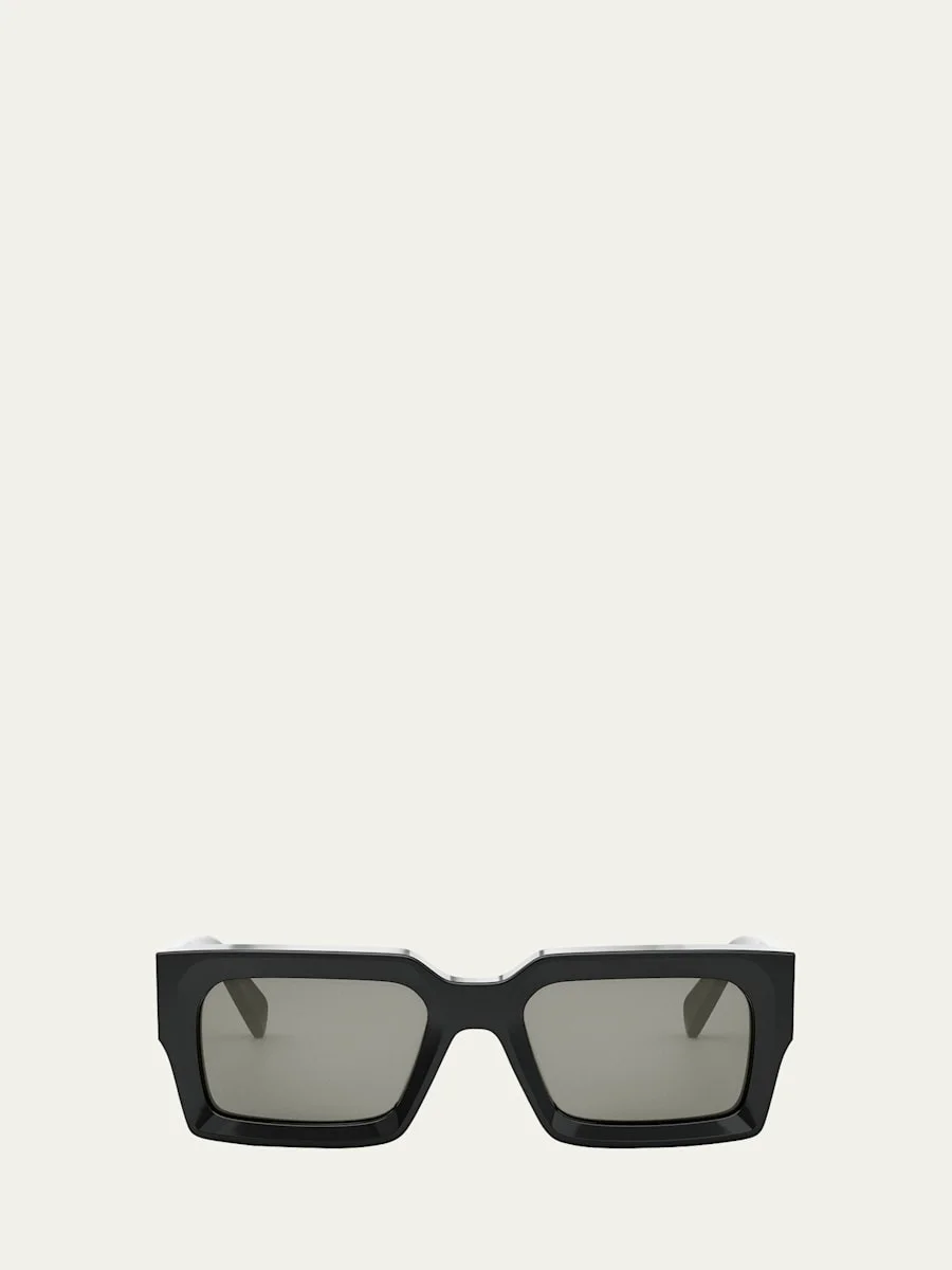 Bold 3 Dots Beveled Acetate Rectangle Sunglasses - 1