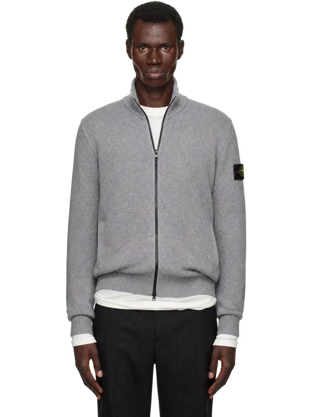 Gray 5100012 Textured Stitch Wool Sweater - 1