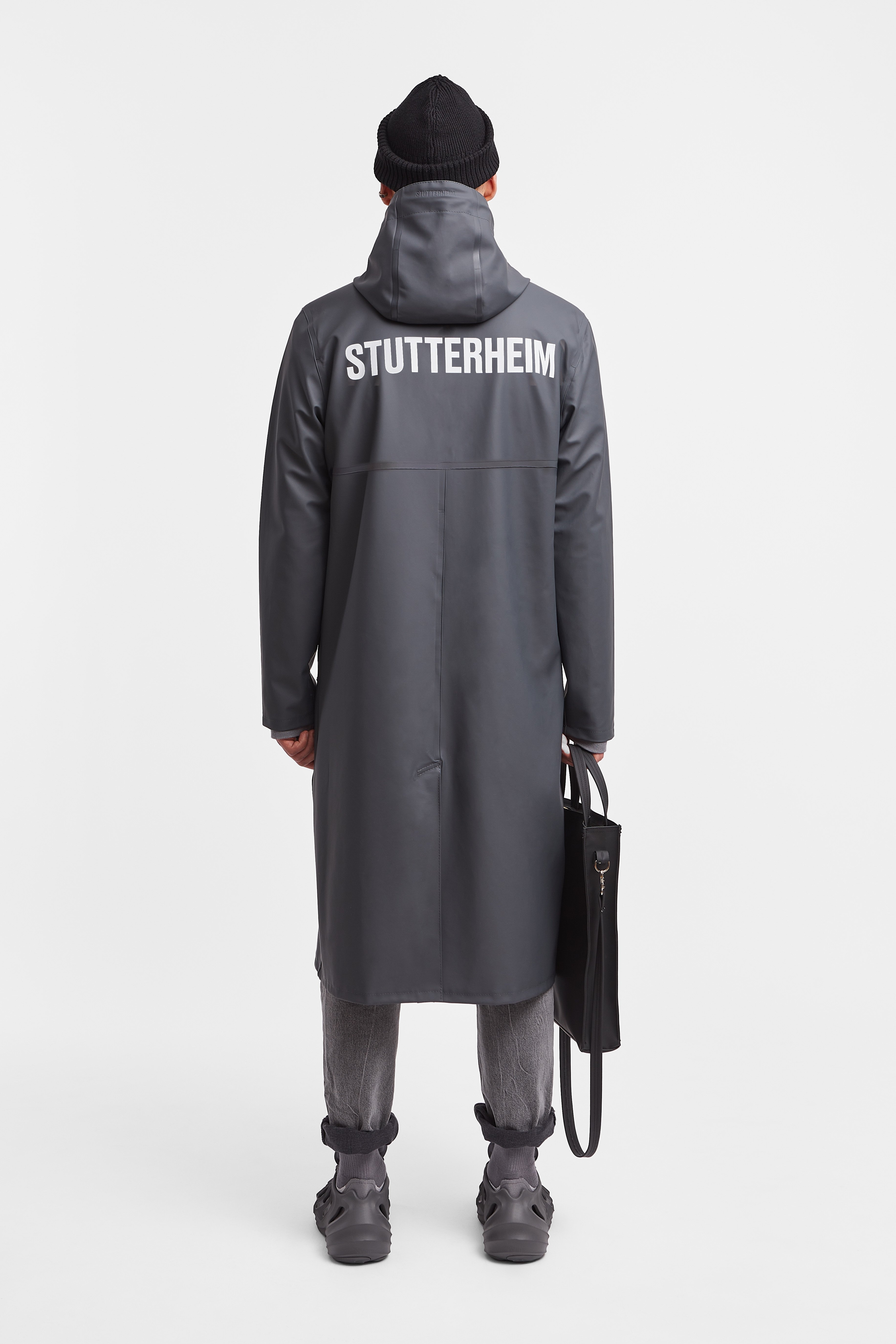 Stockholm Long Print Raincoat Charcoal - 4