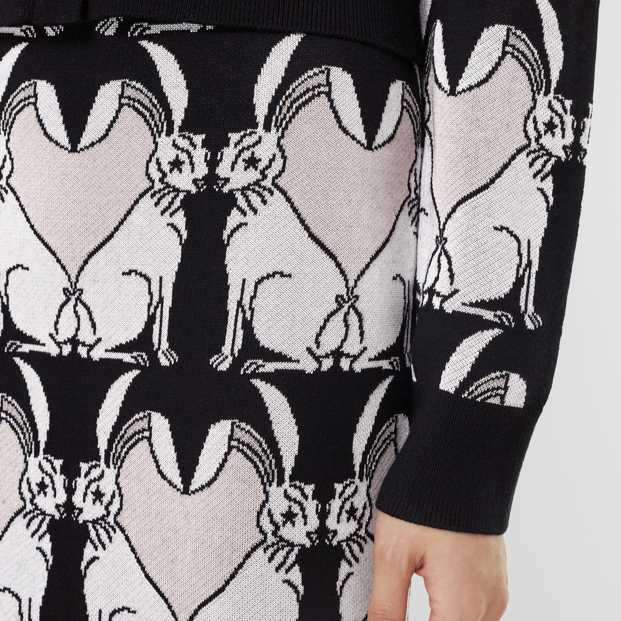 Rabbit Viscose and Wool Blend Jacquard Cardigan - 5