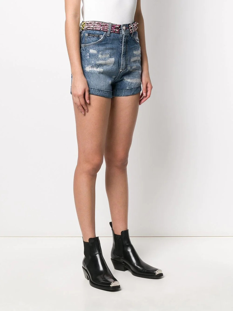 rhinestone-embellished denim shorts 3