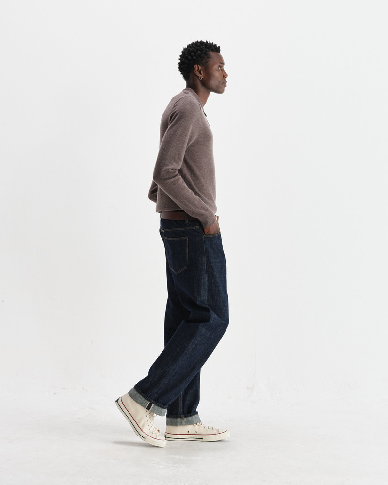 Oban - Brown Marl Worsted Wool Knitted Polo 6