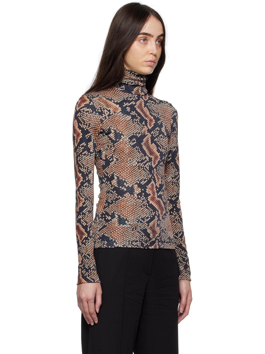 Black Snake Print Turtleneck - 2