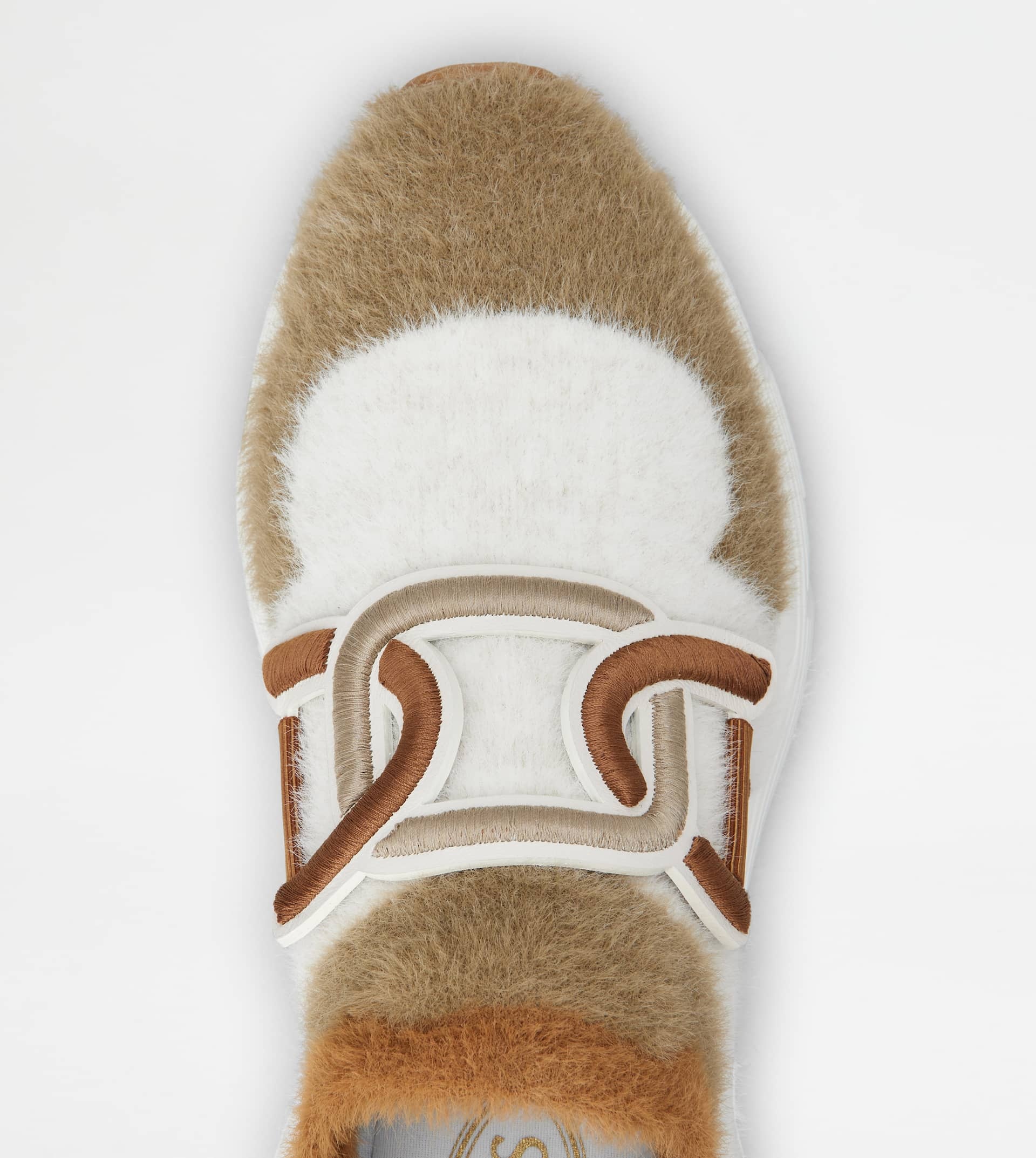 KATE SLIP-ON SNEAKERS IN FABRIC - WHITE, BROWN - 5