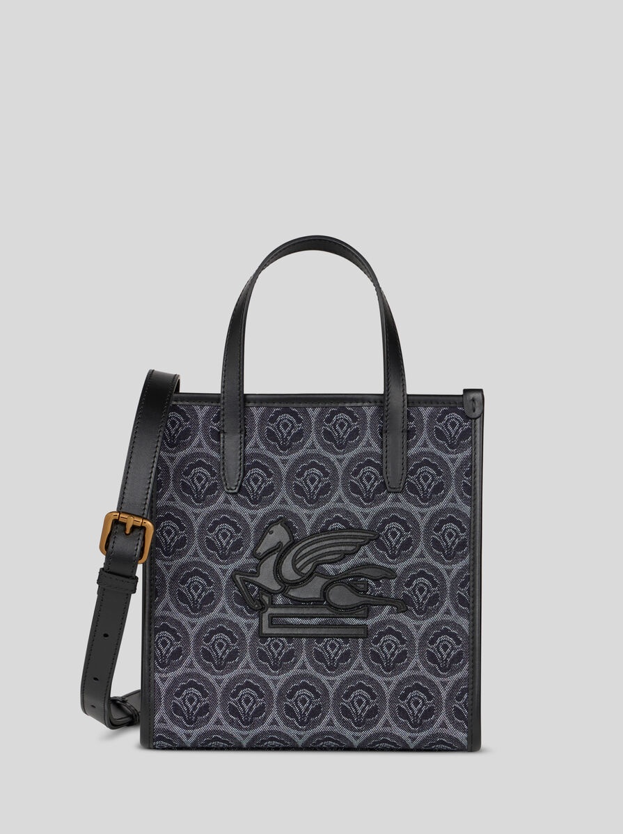 SMALL DENIM JACQUARD LOVE TROTTER BAG - 1