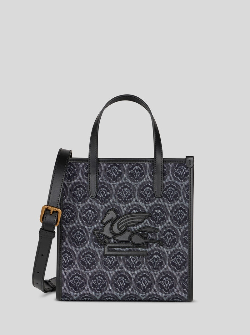SMALL DENIM JACQUARD LOVE TROTTER BAG 1
