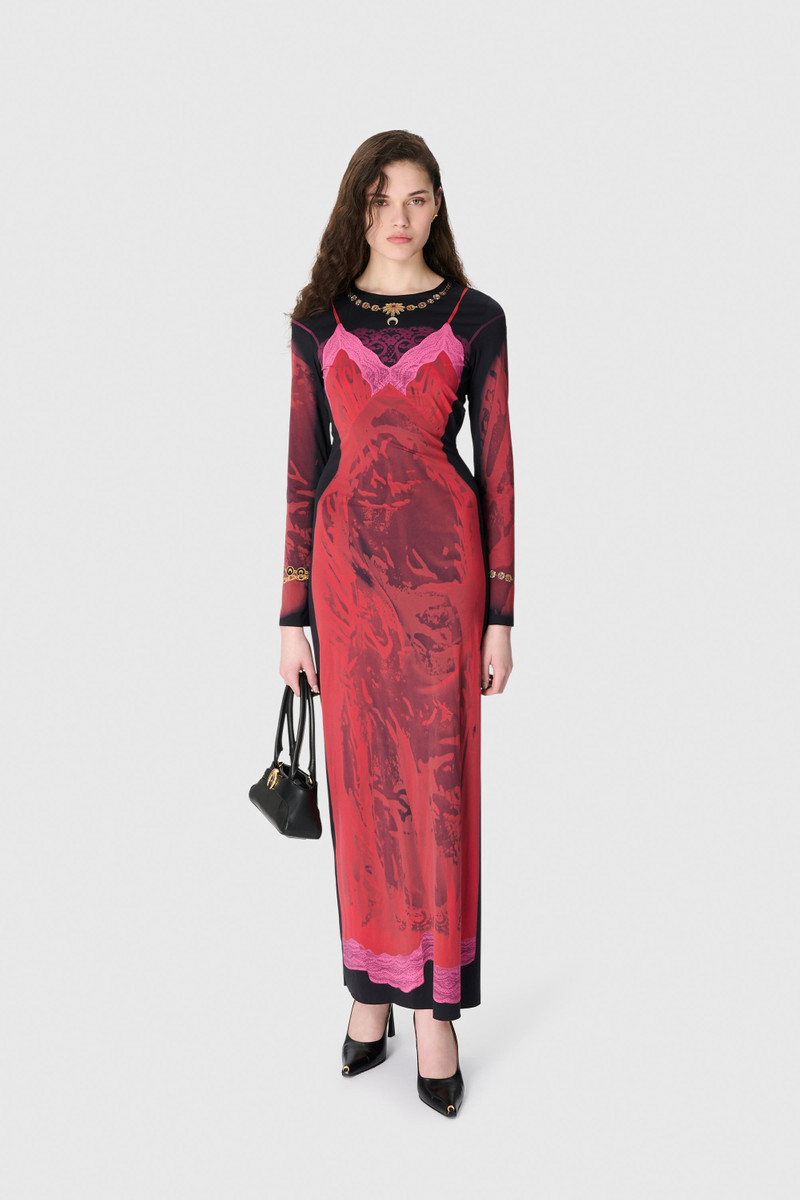 Marine Serre Wet Nuisette Printed Jersey Ls Long DreSS outlook