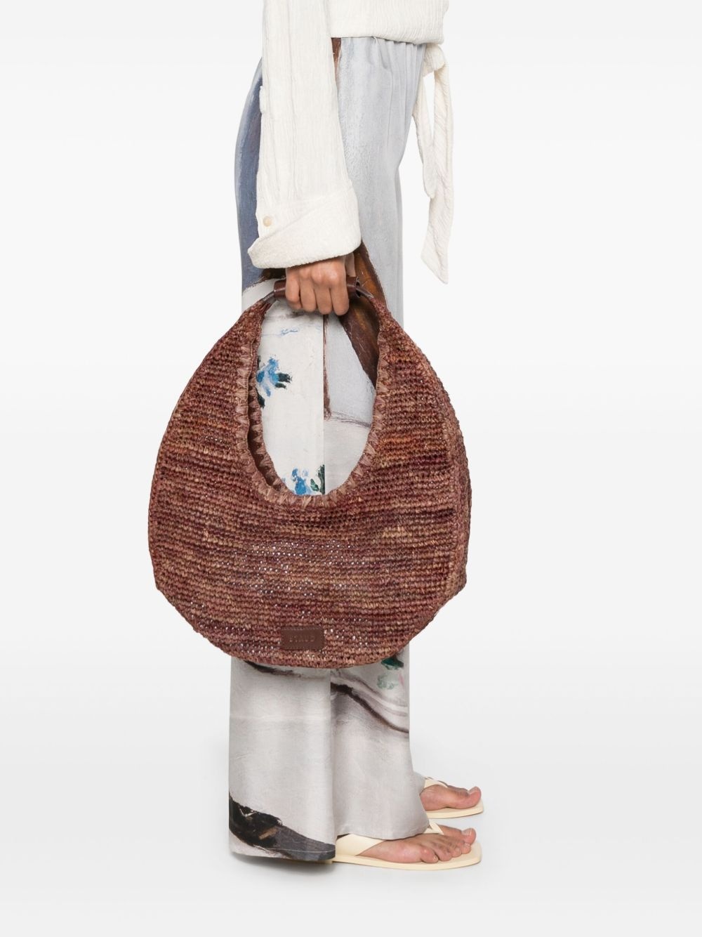 large moon raffia shoulder bag - 2