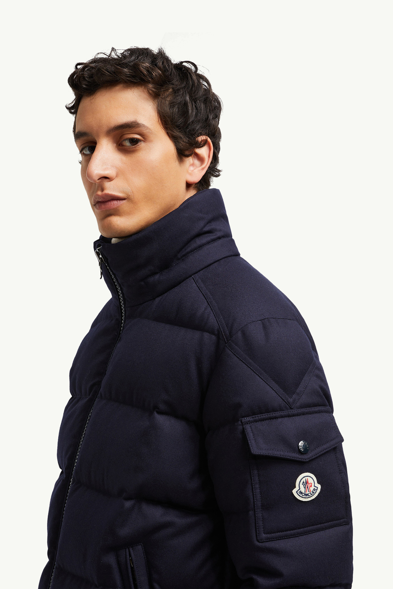 Montgenevre Hooded Wool Flannel Short Down Jacket - 7