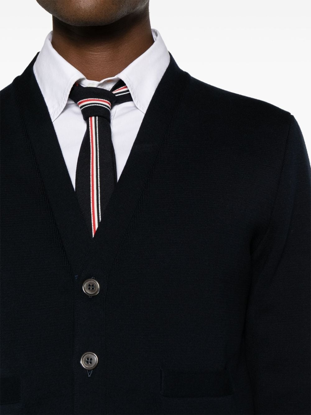 grosgrain-tabs cotton cardigan - 5