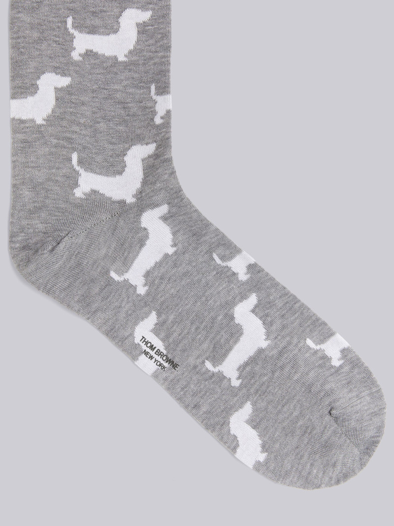 Thom Browne Light Grey Mercerized Cotton Hector Half Ankle Mini Crew Socks outlook
