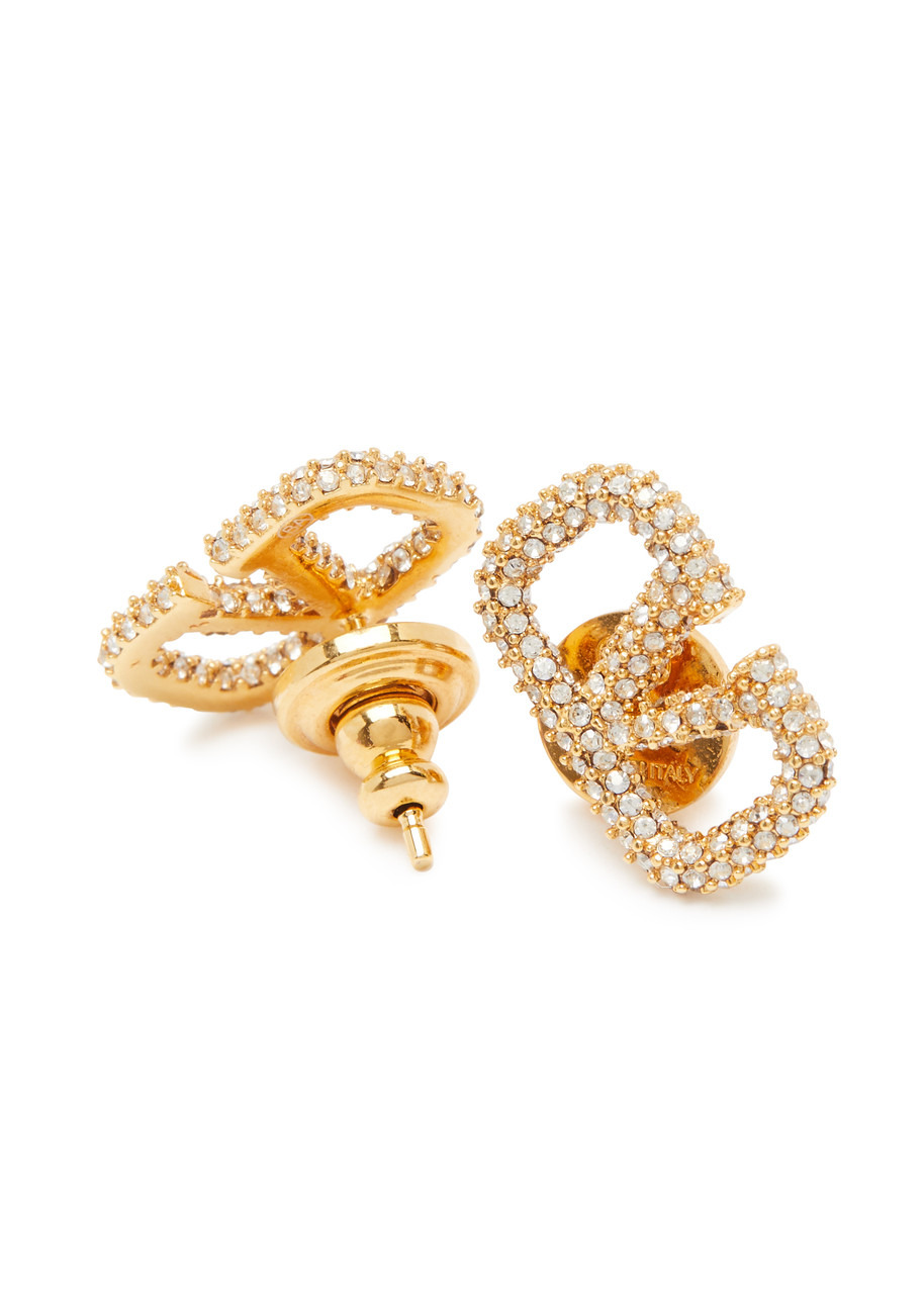 Valentino Garavani VLogo crystal-embellished stud earrings - 3