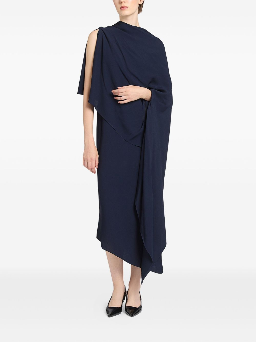 draped-cape midi dress - 2