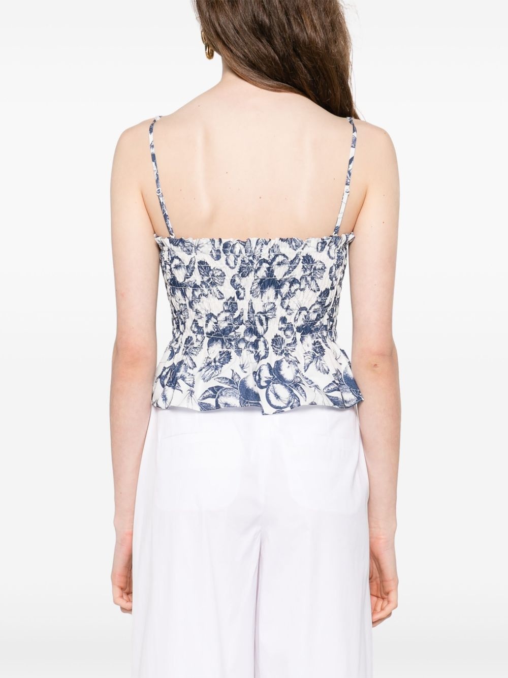 graphic-print smocked top - 4