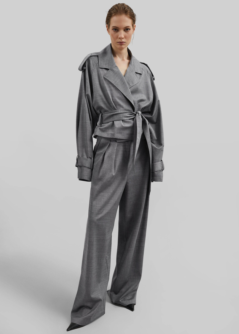 Simona Short Trench - Grey Melange 3