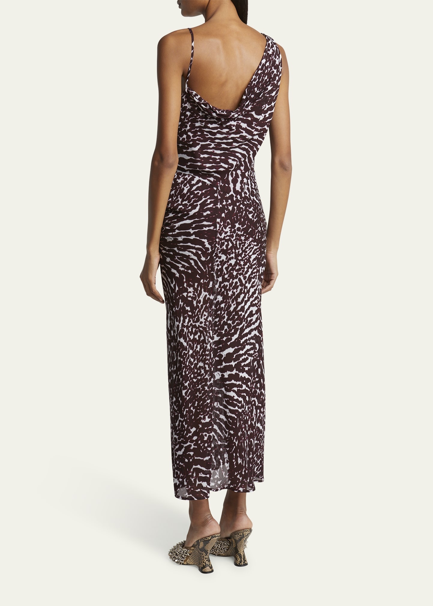 Deyon Abstract Print Draped Dress - 3