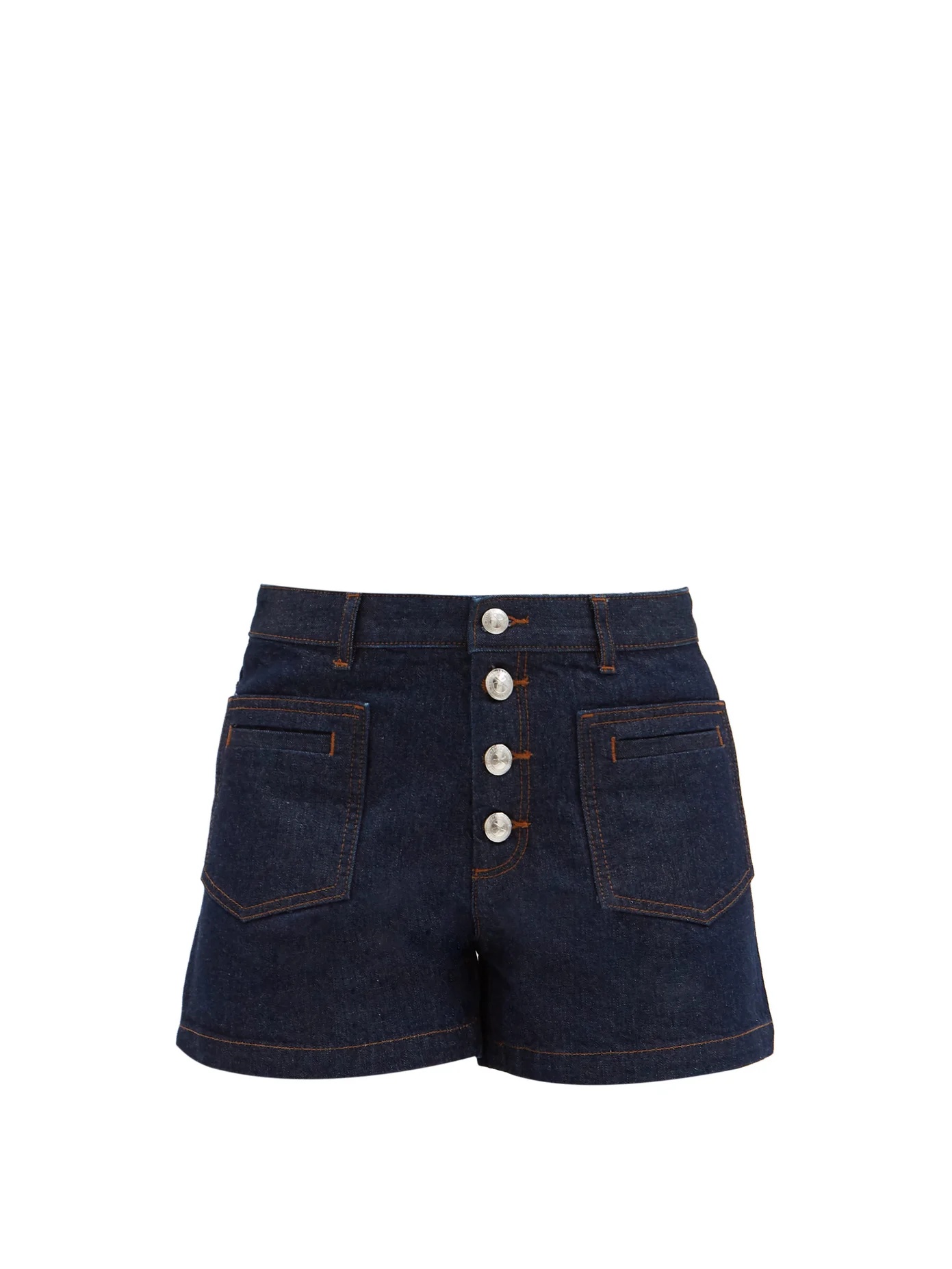 Marine high-rise denim shorts - 1