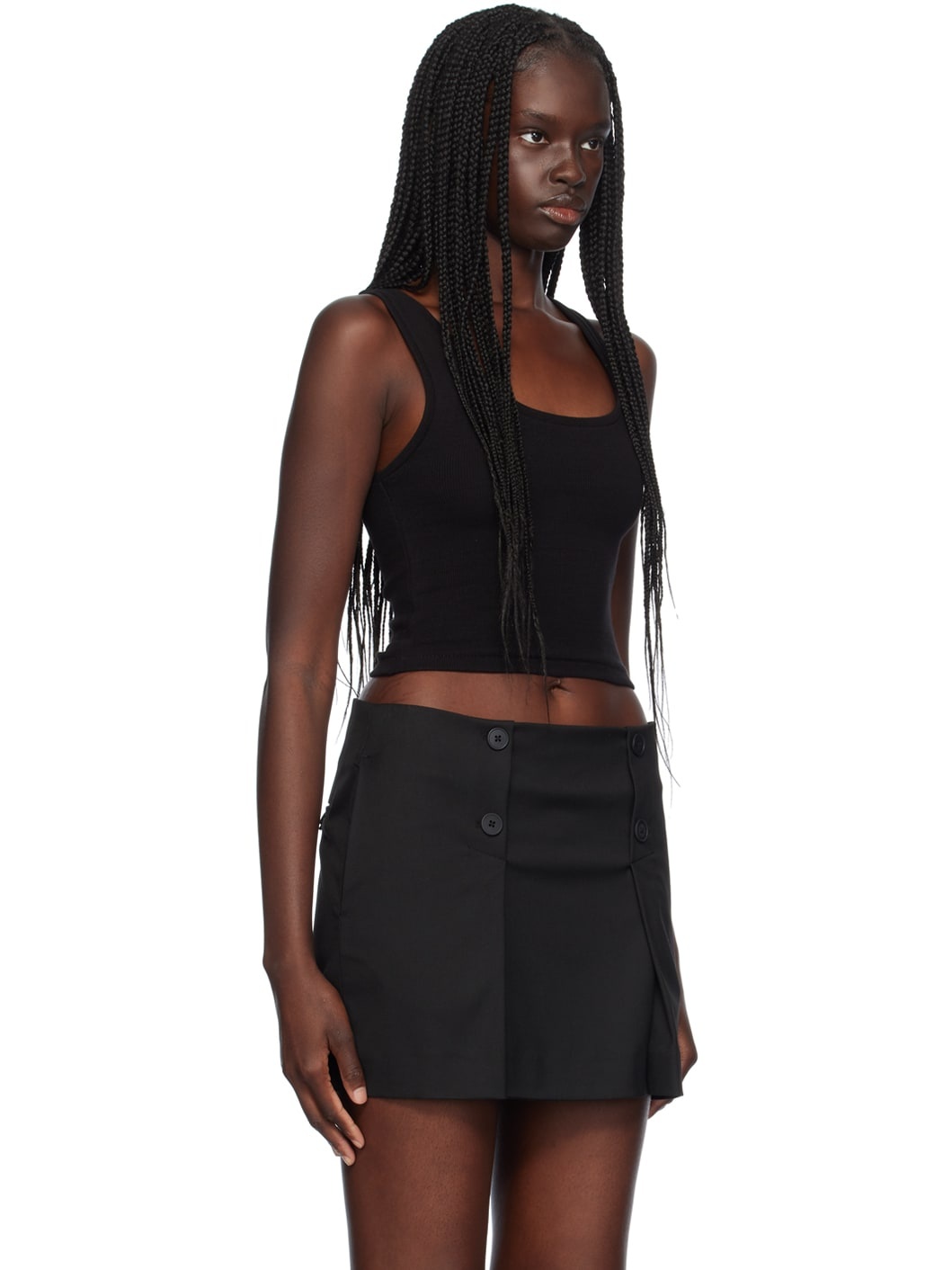 Black Crop Tank Top - 2