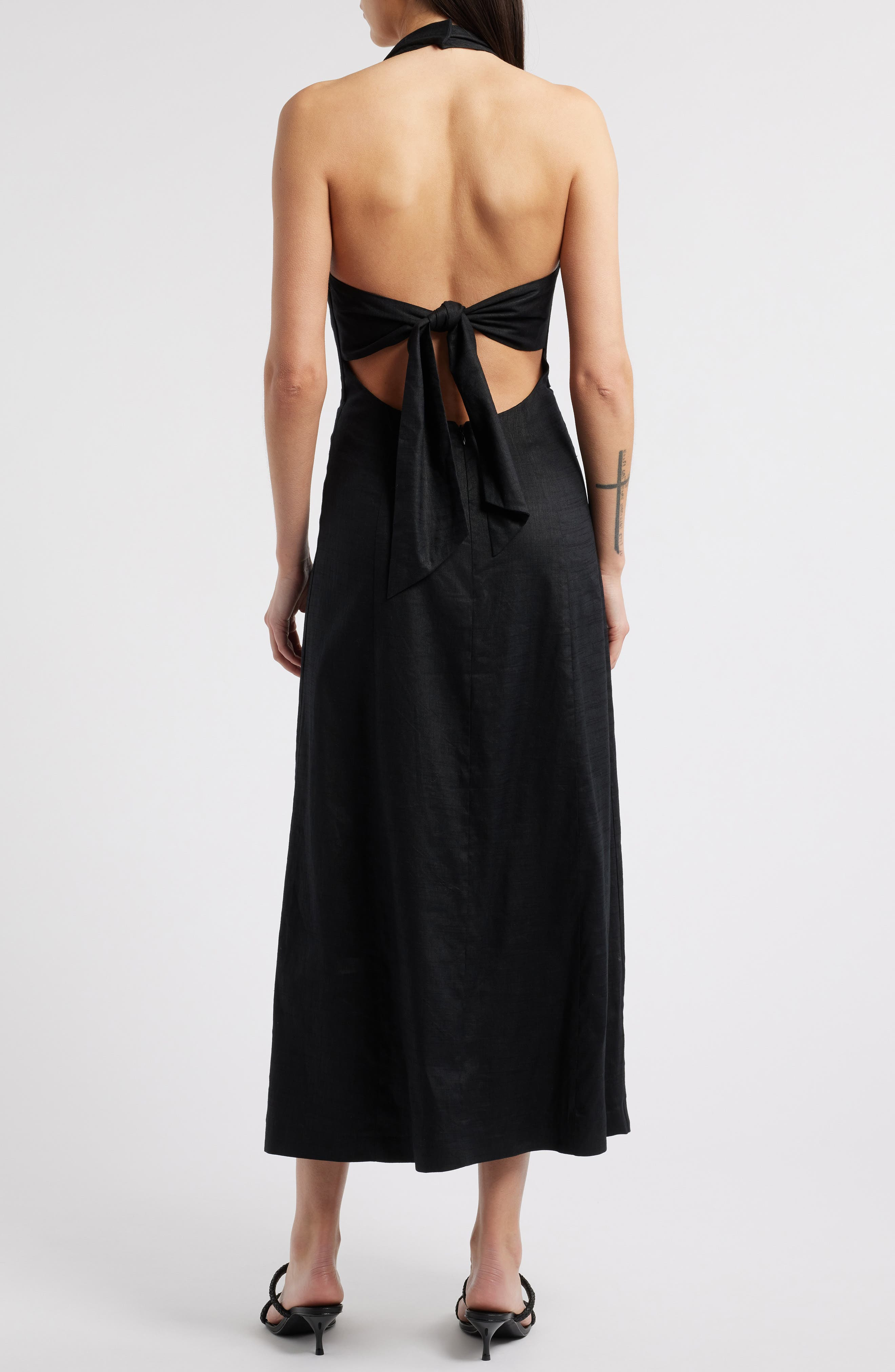Cult Gaia Lianna Tie Back Halter Maxi Dress in Black at Nordstrom - 2