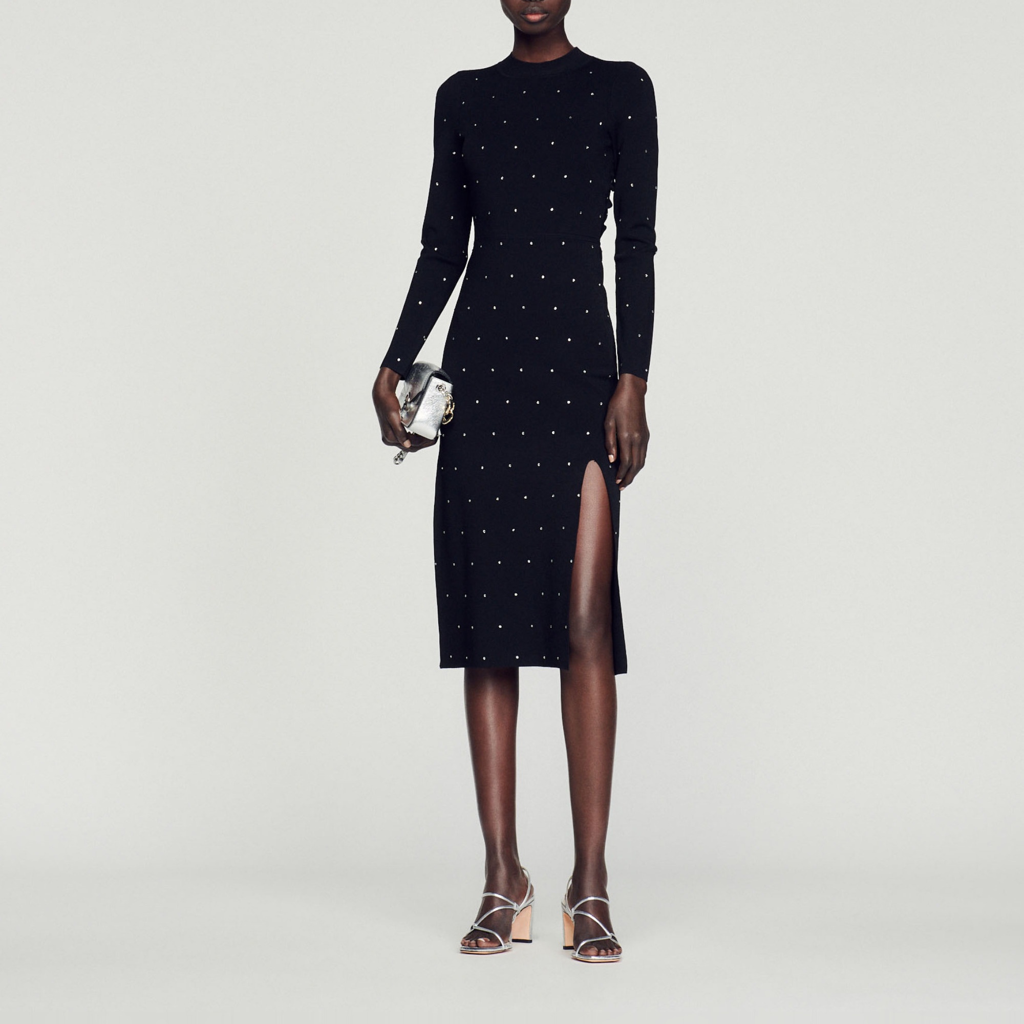 Long slit rhinestone dress - 2