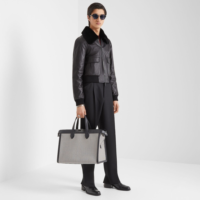 Peekaboo ISeeU Forty8 bag made of fabric with a black and white houndstooth micro motif embellished  7