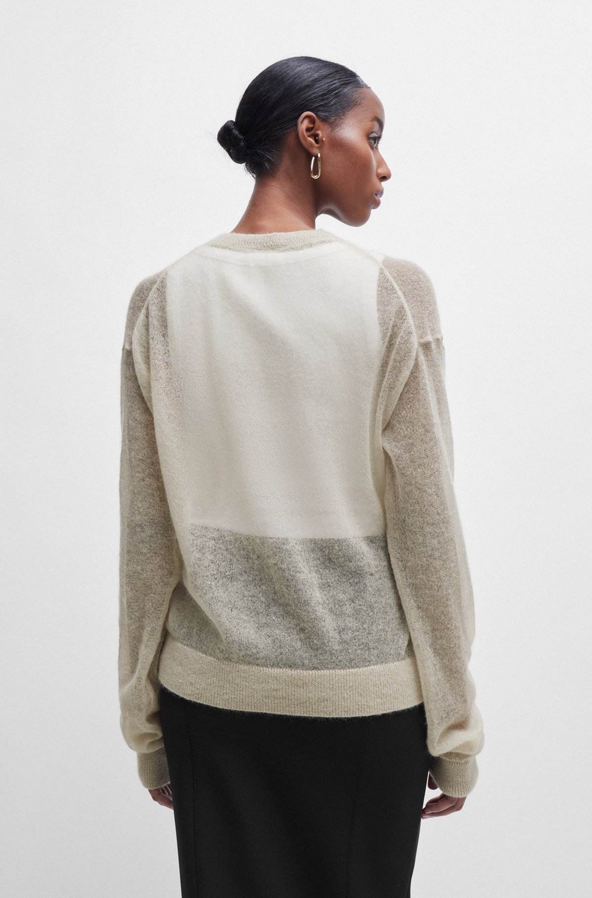 V-NECK SWEATER IN A SHEER KNIT - 4