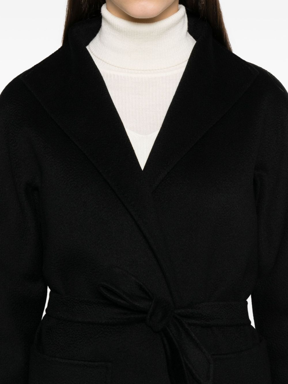 belted wrap cashmere coat - 5