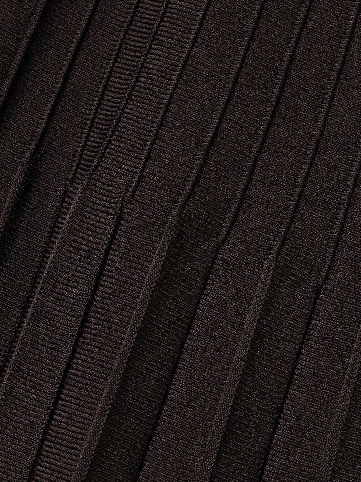 Lena pleated ribbed-knit midi skirt Dark brown - 5