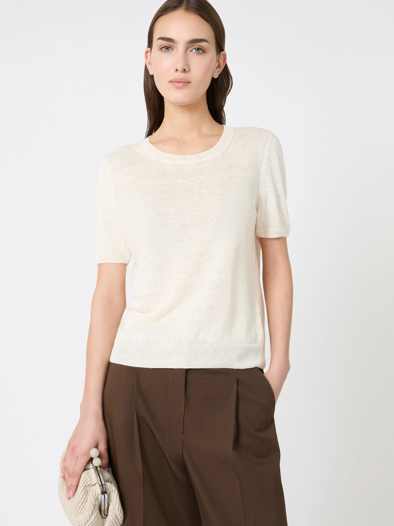 PANCONE Linen yarn basic jumper - ECRU 5