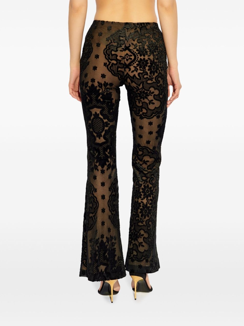 embroidered floral flare trousers - 4